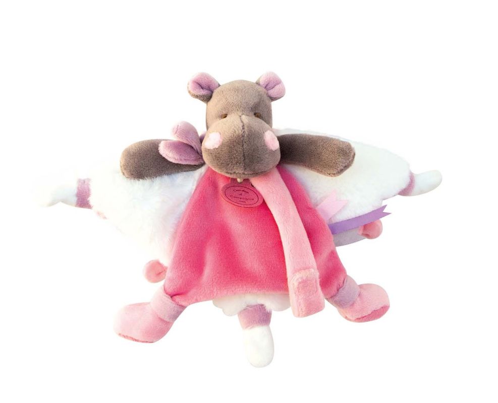 Tatoo baby comforter hippo pink white 